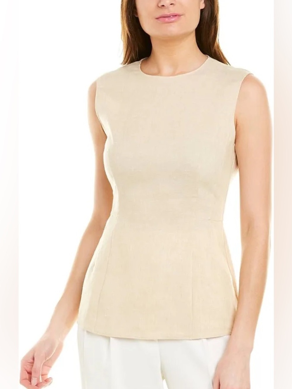 Theory Pure Linen Panelled Top Size 8
